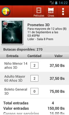 Cines Unidos android App screenshot 4